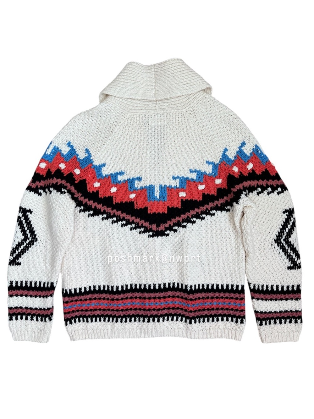 MOTHER De Gaulle Shawl Collar Cotton Knit Cardigan Sweater XS Cream White Boho - Picture 8 of 14